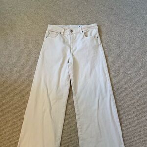 AG Saige Cropped Wide Leg Women's Cream Color